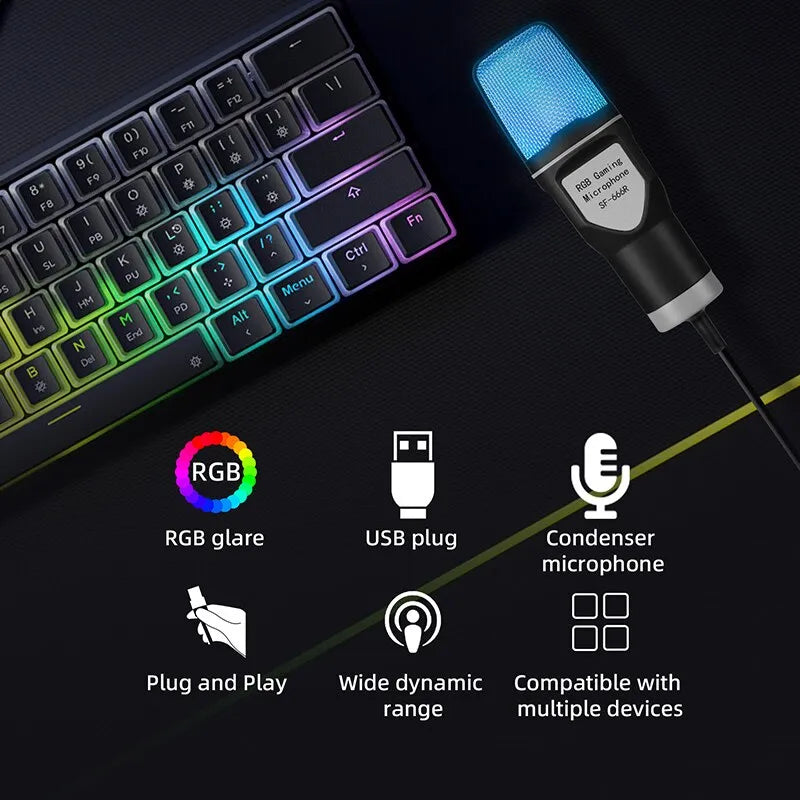 Microfone GAMER RGB profissional